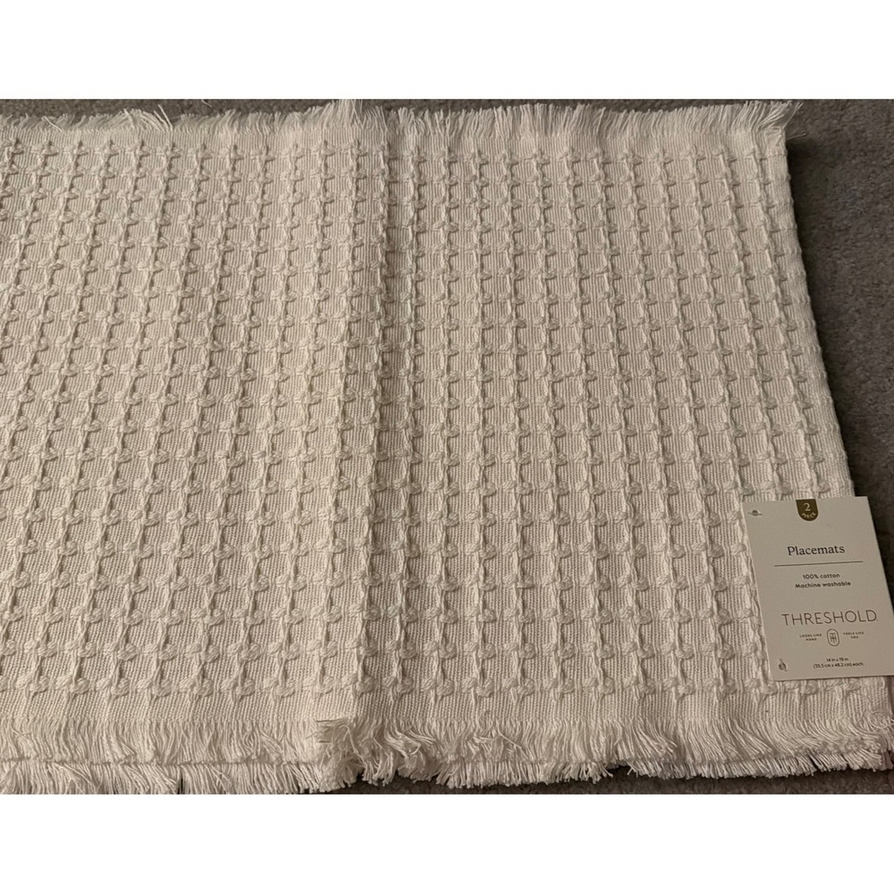4ct Threshold 14x19 Cotton Fringe Placemat Cream Beige Boho Farmhouse 200137812